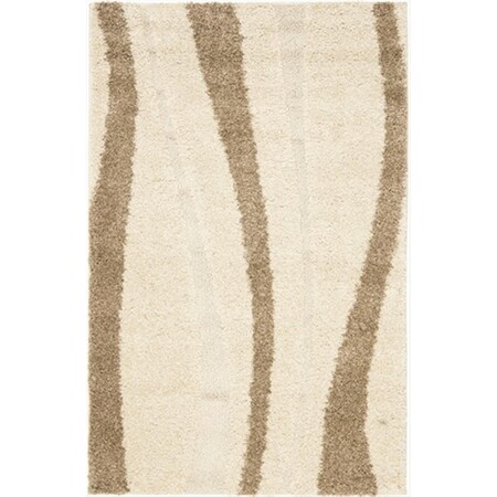 Safavieh 8 ft. 6 in. x 12 ft. Large Rectangle Cream and Dark Brown Florida Shag Rug SG451-1128-9